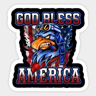 4th of July Patriotic Eagle God Bless America Independence Sticker